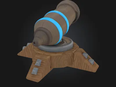 Cannon Turret  Stylized Heavy Artillery Model 3D model