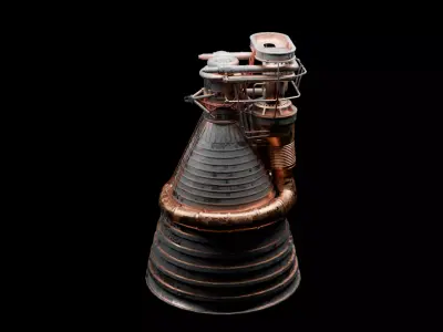 Saturn V F-1 Rocket Engine Cluster - Apollo Launch Booster 3D model
