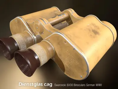 WWII German Dienstglas 6x30 CAG Binoculars Low-poly 3D model