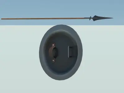 Spear And Shield Low-poly 3D model