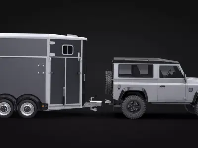 European-style Horse Trailer and SUV 3D model