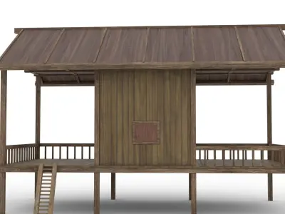 Thai Wood House Demo Free 3D model