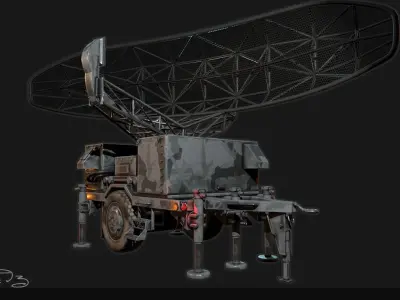 Low Poly PBR Sentinel Radar - Pulse Acquisition Radar  Low-poly 3D model