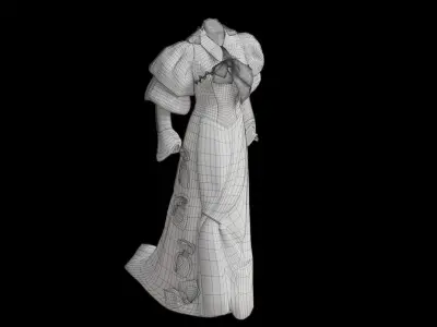 Mary King Scrimgeour Embellished Velvet And Satin Gown 3D model