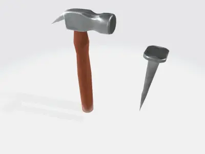 Hammer and chisel Low-poly 3D model