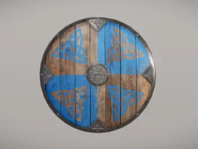 Shield with ornaments Low-poly 3D model