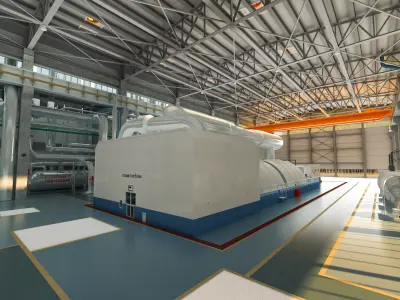 Thermal power plant - turbine generator unit building 3D model