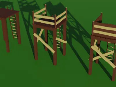 Low Poly RTS watchtower - Upgradable Low-poly 3D model
