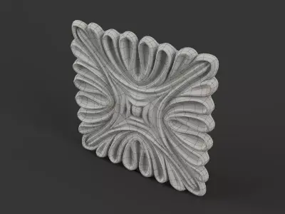 Carved Square Floral Rosette for Classic Furniture 3D model