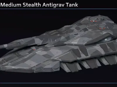 Scifi Ghost Medium Stealth Antigrav Tank Low-poly 3D model