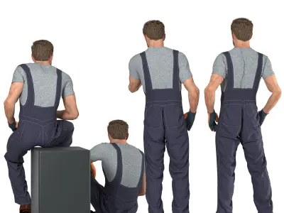 Plumber - Mechanic Overalls -Industrial Workwear Outfit Low-poly 3D model