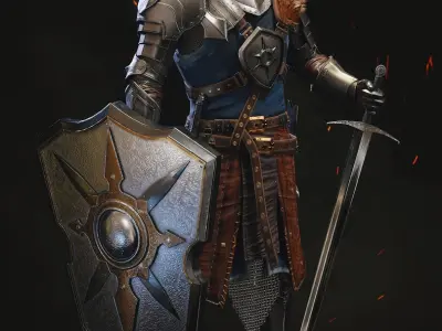 Medieval Knight with Armor and Fur 3D model
