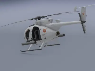 Ah-6j- Helicopter  Low-poly 3D model