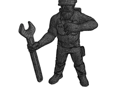 Industrial Worker Mechanic Wrench Character Low-poly 3D model