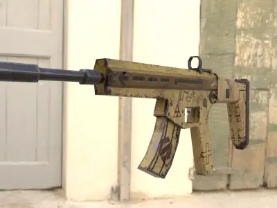 LOW POLY SCAR H ak - rifle on wall Low-poly 3D model