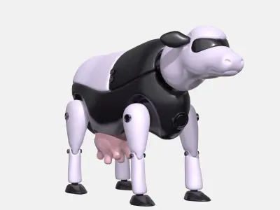Plastic robot cow  Low-poly 3D model