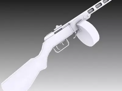 PPSh-41 gun Low-poly 3D model purchase