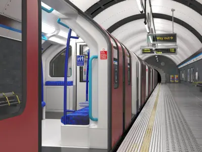 London Tube Underground Platform Scene 3D model
