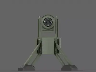 PBR Turret Gun 04 Green Low-poly 3D model