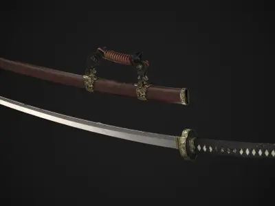 Japanese Katana Tachi Low-poly 3D model