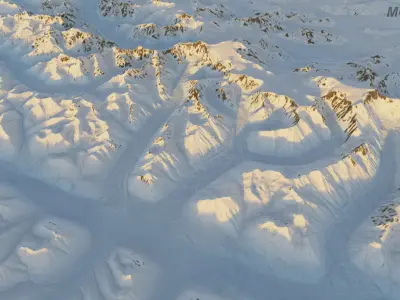 Alaskan Winter Mountain Range PBR Terrain 3D model