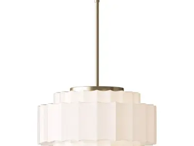 Antique Brass Tiered Opal White Glass Pendant Light 3D model