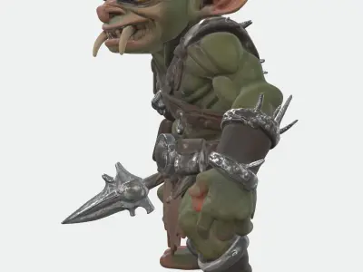 Tribal Goblin Warrior 3D Model Free low-poly 3D model