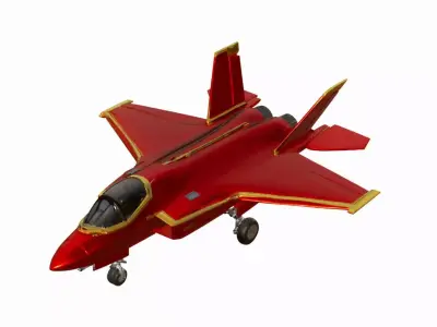 Red Stealth Fighter Jet 3D Model - Elite Aerial Combat Aircraft Low-poly 3D model