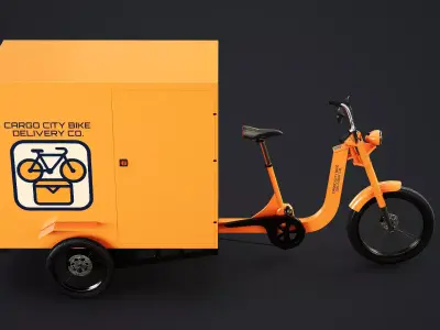 Electric Cargo Tricycle Delivery Bicycle Low-poly 3D model