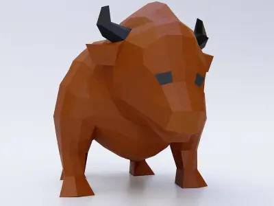 Bull cartoon 3d model  Low-poly 3D model