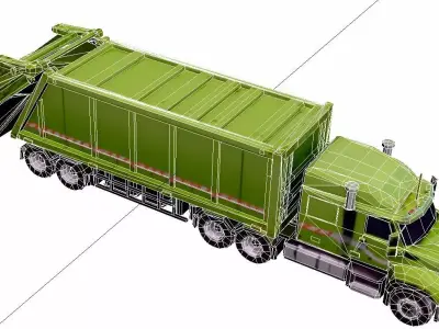 Low Poly Garbage Semi Truck Vehicle PBR Texture Low-poly 3D model
