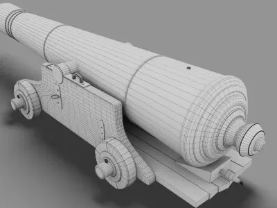 Cannon Low-poly 3D model 7