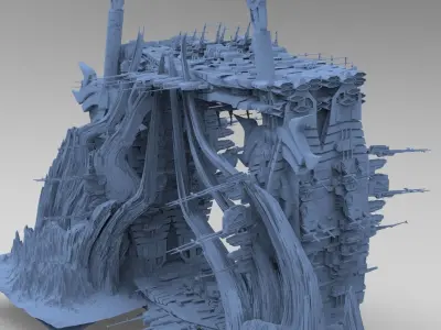 Mars Sci-Fi Monolith Massive structure 1 3D model