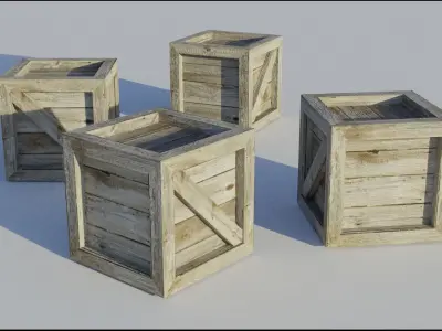 Simple wooden crate Low-poly 3D model