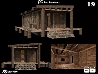 Medieval Houses 19 - 4K Textures Game Ready Low-poly 3D model