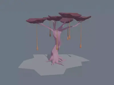 Low-poly stylized sci-fi plant  Low-poly 3D model