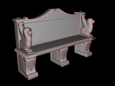 Antique Stone Bench Low-poly 3D model