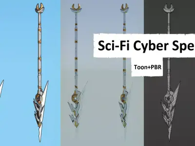 Sci-Fi Cyber Spear Low-poly 3D model