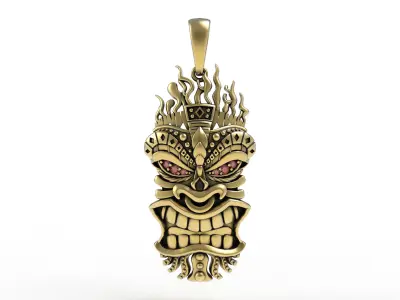 Antique African Tribal Mask Pendant 3D print model
