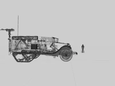 WW2 American M4A1 Mortar carriage Halftrack 3D model