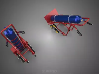 UPRIGHT TILTED HEAVY GAS CYLINDER CART STAIR CLIMBING HAND TRUCK 3D model
