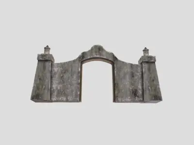 Ruined entrance way Low-poly 3D model