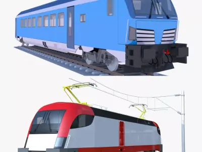 Siemens locomotive and driving coach 3D Model Pack
