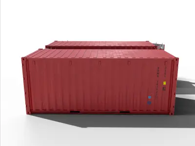 20ft Cargo Container Bright red Low-poly 3D model