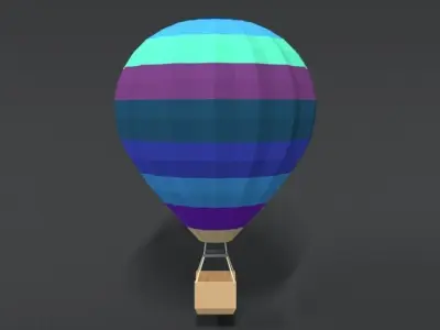 Low Poly Cartoon Hot Air Balloon Low-poly 3D model purchase