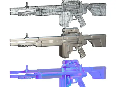 Sci-Fi LMG Low-poly 3D model