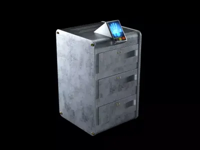 Sci-Fi Vault with fingerprint sensor Low-poly 3D model