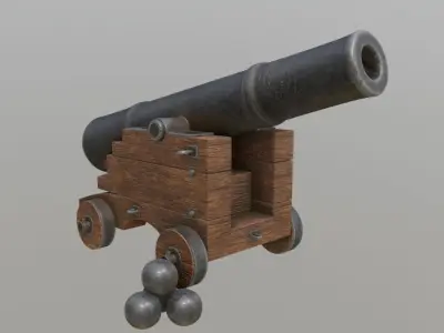 Old medieval Cannon Mortar with pbr textures Low-poly 3D model
