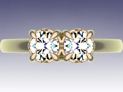 Ring Couple Gems 3D print model