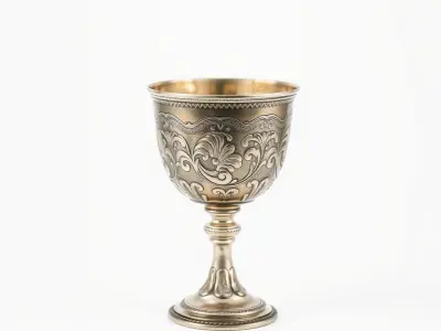 Ornate Vintage Silver Goblet model pack Low-poly 3D model